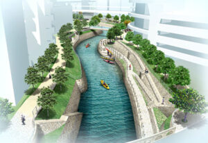 「牧志・安里地区第一種市街地再開発事業」2級河川 安里川の転流工事